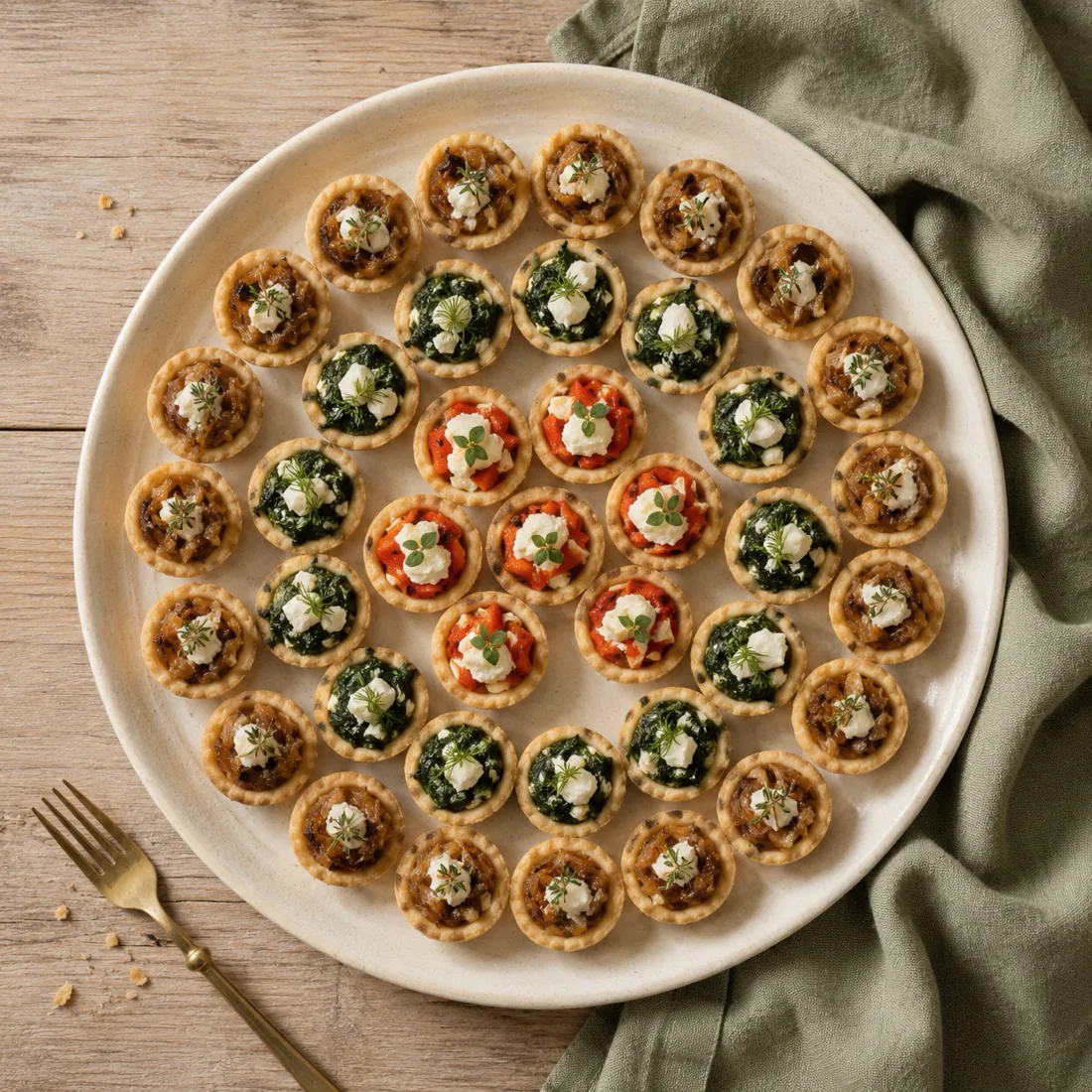 Platter of savoury mini tartlets